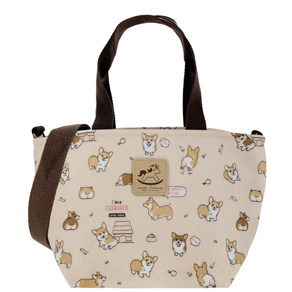 Waterproof Corgi Crossbody Convertible Handbag Mini Travel Tote W/ Strap